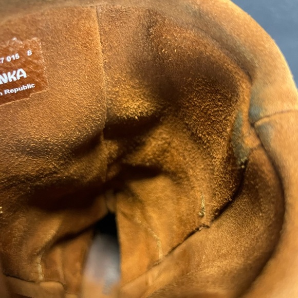 Minnetonka Boots Womans Size 8 Layer Fringe Brown Suede Boots Moccasins - Picture 6 of 9